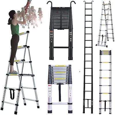 8.5/16.5/20.78FT Multi Use Aluminum Ladder Heavy Duty Folding Ladder/Safety Hook • $39.06