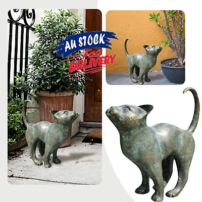 Beautiful Cat Statue With Rounded Back Garden Decor Resin Outdoor And Ornament • $21.98