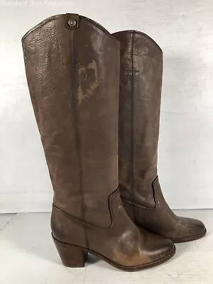 Frye Womens Brown Leather Round Toe Knee High Heel Riding Boots Size 8.5M • $44.99