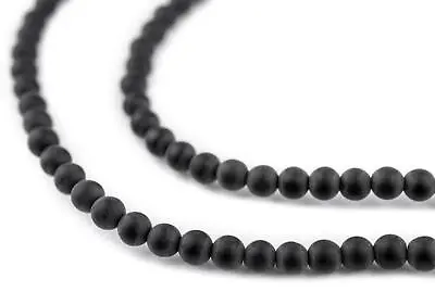 Matte Round Black Onyx Beads 4mm Gemstone 15 Inch Strand • $3.19