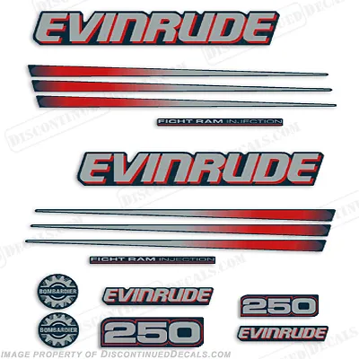 Fits Evinrude 250hp Bombardier Outboard Decal Kit - Blue Cowl Engine 2002-2006 • $109.95