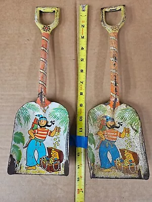 J Chein Lithograph Tin Sand Shovel Pirate Treasure Beach Toy Metal Sea Vintage B • $31.99