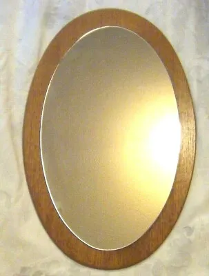 Vintage Danish Style Mirror Teak VALCO Mid Century OVAL Framed 58cm X 37cm • £42