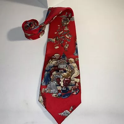 Holidays Christmas Santa Claus With Kids Tie 100% Silk ￼Necktie Made In USA • $9.99