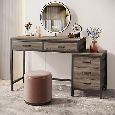 Modern Indsutrial Vanity Table With 5 Drawers Dressing Makeup Table For Bedroom • $144.67