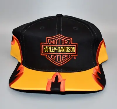 Harley Davidson Motorcycles Fire Brim Vintage Snapback Cap Hat - NWT • $49.95
