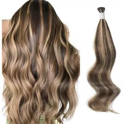  I Tip Hair Extensions Real Remy Hair Tip Human Hair 18 Inch (I-Tip)#P4-27 • $66.06