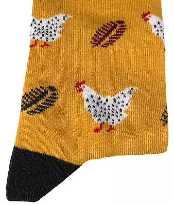 Hen Socks Ladies Speckled Hens Yellow Bamboo Cotton Mustard Chickens Size 3 - 7 • £7.64