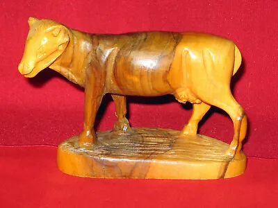 $14.95 • Buy Vintage Folk Art Hand Carved Olivewood Cow Figurine