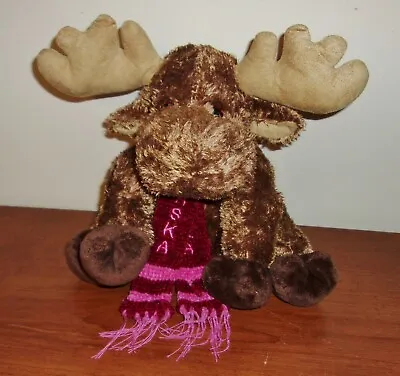 Artic Circle Plush Brown  Moose Stuffed Anmal Toy Alaska Scarf - 9  Sitting • $4.99