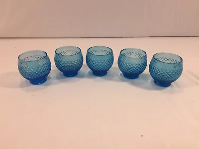 (5) Vintage Small Blue Textured Glasses - Made In Italy • $39.99