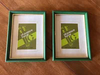 Pair Vintage NOS 1960's-70's Green Wood Picture Frames Holds 5 X 7 • $15