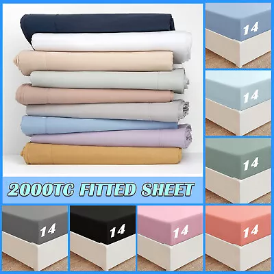 $17.09 • Buy 2000TC Luxury Deep Soft Bottom Fitted Sheet Cover King/Queen/D/King Single Bed