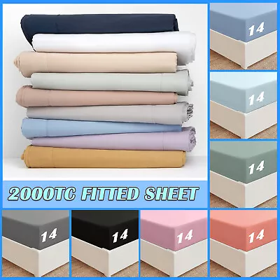 2000TC Luxury Deep Soft Bottom Fitted Sheet Cover King/Queen/D/King Single Bed • $18.04