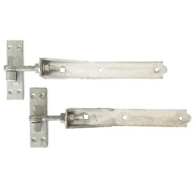 Adjustable Gate Hinges Hook And Band Galvanised Steel Heavy Duty Pair 10  Or 12  • £15.99