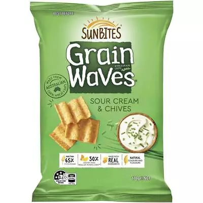 Sunbites Grain Waves Wholegrain Chips Sour Cream Chives Pack 170g • $15