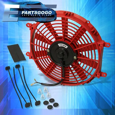 X1 12  Inch 12V Electric Slim Push Pull Radiator Cooling Fan Red + Mounting Kit • $25.99