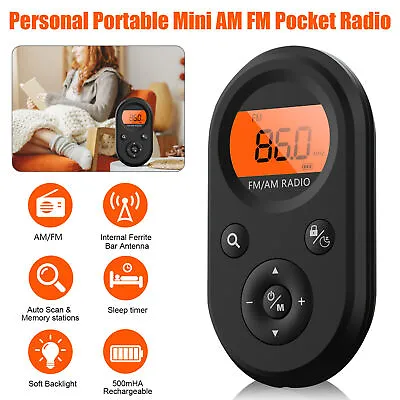 Rechargeable Portable Pocket Digital AM FM Radio LCD Stereo Music News Receiver • $18.99