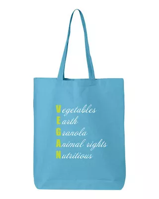 Vegan Tote Bag Shopping Grocery Shoulder Canvas Bag Vegetables Earth Reusable • $13.95