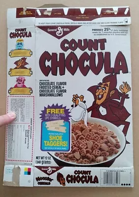 Count Chocula Cereal Box 1984 Original Monster Cereal Shoe Tag Boo Franken Berry • $99.95