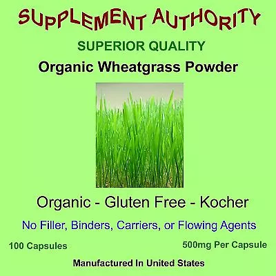 $24.62 • Buy Wheatgrass Powder Capsules Organic, Gluten Free, Kocher,-100ct Superior Quality!