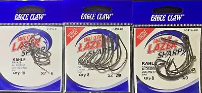 Eagle Claw Lazer Sharp  KAHLE Offset Hook  Style L141G  Many Sizes PICK • $6.75