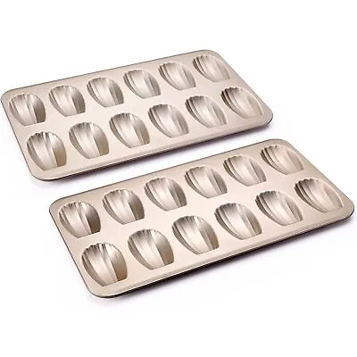 2PCS 12Cavity Warp Resistant Nonstick Madeleine  Shell Shape Cookies Cake Pan • £15.50