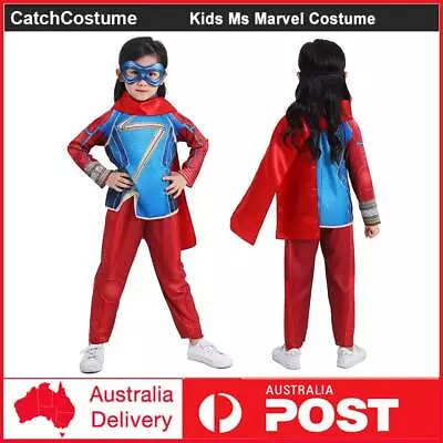 Kids Ms Marvel Kamala Khan Costume Girls Superhero Cosplay Outfit Halloween Suit • $23.48