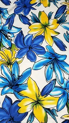 Royal Blue & Yellow Flowers Matte Jersey Fabric  1.5 Yds X 54  • $16.99