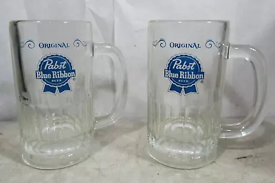 Vintage 1960s70s Pabst Blue Ribbon Beer Glass Mugs • $45