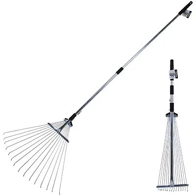 15t Adjustable Lawn Rake Metal Leaf Gardening Outdoor Garden Raking Tools Grass • £8.29