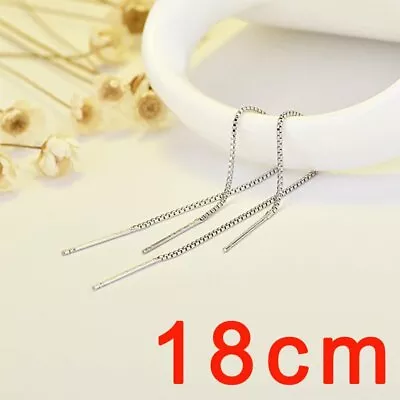 925 Silver Crystal Long Tassel Cuff Earrings Ear Line Clip Threader Drop Gift • £2.35