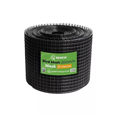 Solar Panel Bird Mesh 200mm Flexi - 30M Roll In Black (Solar Panel Pest Control) • £39.99