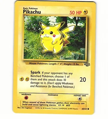 $1.99 • Buy PIKACHU - Jungle Set - 60/64 - Common - Pokemon Card - Unlimited Edition - NM