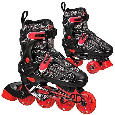 Roller Derby Caspian Kids' Adjustable Inline-Quad Combo Skates - Black (3-6) • $22.99