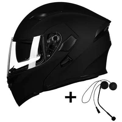 Motorcycle Helmet With Bluetooth Headset Modular Flip Up Full Face Helmets DOT • $99.99