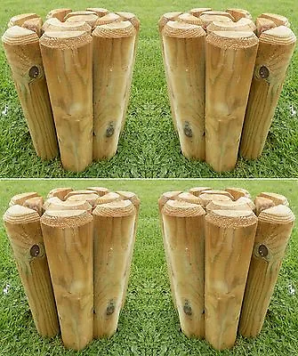 Log Rolls Wooden Garden Border Log Roll Edging Lawn Edge 23cm X 100cm Set Of 4 • £29.49