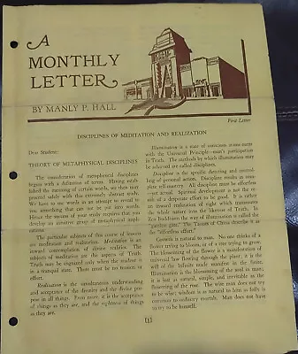 A Monthly Letter By Manly P Hall 12 Consecutive Letters Aug 40 - Jul 41 • $95