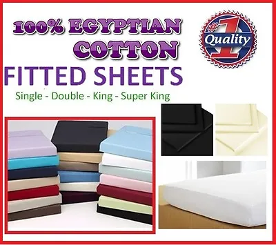 100% Egyptian Cotton 200tc Fitted Sheet Or Pillowcases Single Double King S/king • £3.49