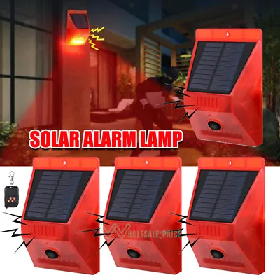 Outdoor Solar Motion Sensor Alarm With Remote Control 129Db Sound Light Alarms • $85.29