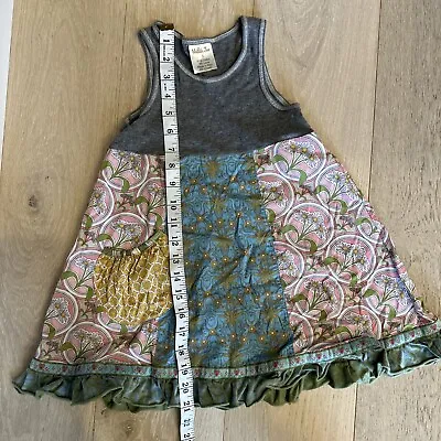 Matilda Jane Pinkbird Tank Dress Size 4 (2) Hotline 2009 VGUC Grey Floral Pocket • $27