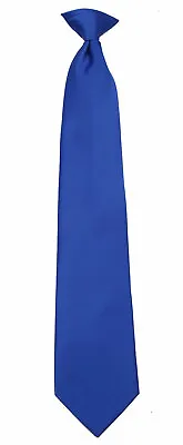 Men's Royal Blue Solid Clip On Necktie Business School Wedding Party Occasion   • $12.95