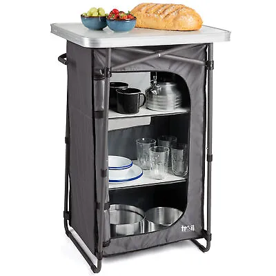 Camping Kitchen Unit 4 Shelf Storage Cupboard Folding Portable Pop Up Cabinet • £54.99