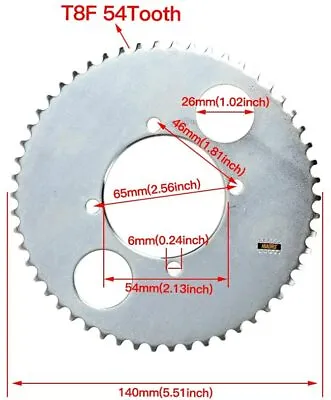 T8F 8mm 54T 4 Hole Sprocket DRIVE GEAR FOR 2 STROKE ATV GO KART • $23.79