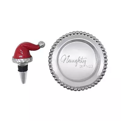 Santa Holiday Wine Accessories Gift Set Silver/Red • $70.78