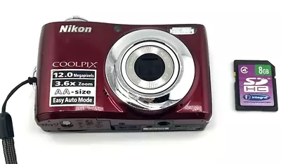 Nikon COOLPIX L22 12MP Digital Camera Red 3x Zoom TESTED • $78