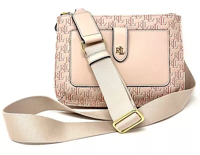 Lauren Ralph Lauren Monogram Signature Logo Medium Jamey Crossbody Bag LT PINK • $110.27