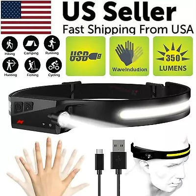 $10.89 • Buy COB LED Headlamp USB Rechargeable Headlight Torch Work Light Bar Head Band Lamp