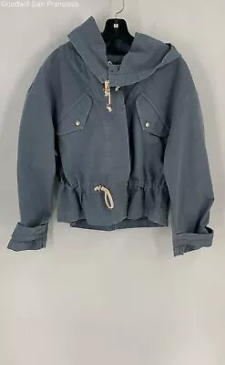 Isabel Marant Etoile Womens Blue Cotton Long Sleeve Pockets Hooded Jacket 36 • $44.99