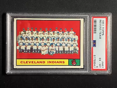 1961 Topps #467 ⚾️ Topps Cleveland Indians Team Card PSA 6 EX-MT🔥 • $35